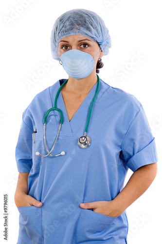 Beautiful woman doctor a over white background