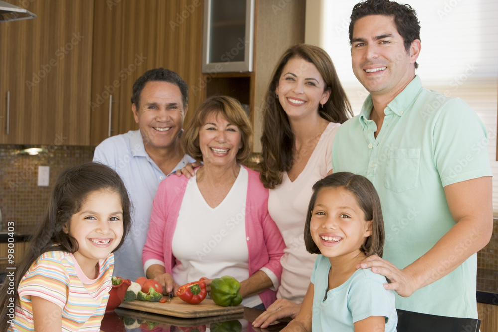 Family preparing meal