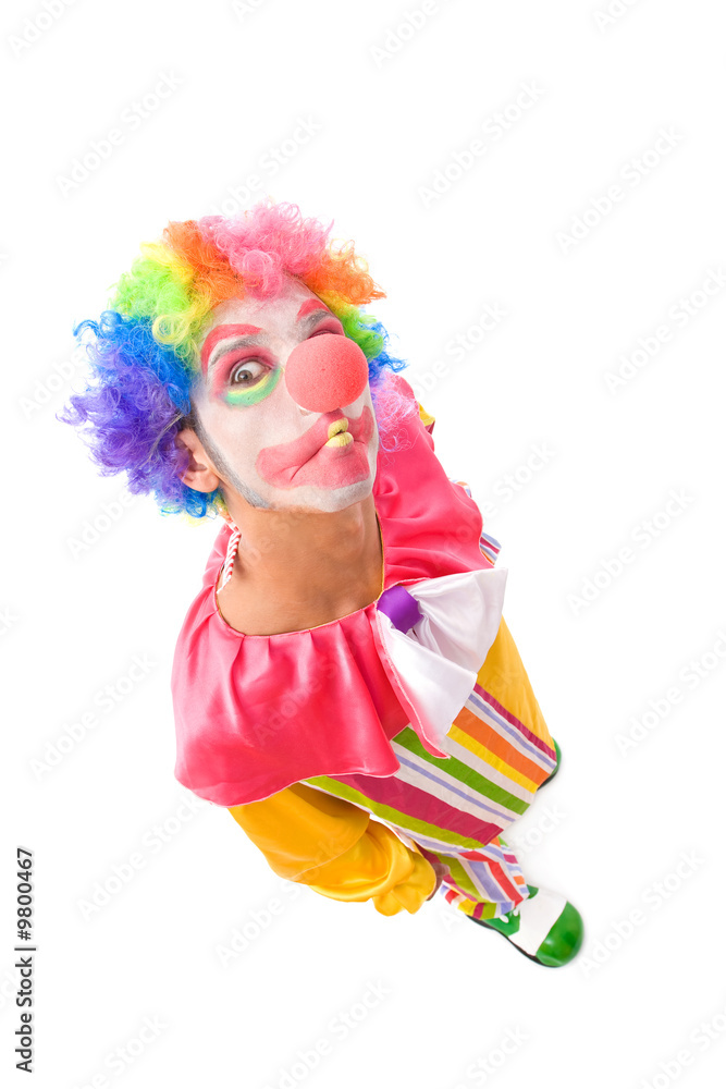 funny clown making a face on white background funny clown making a face on white background