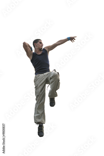 young boy dancing and jumping in air ready for disco party