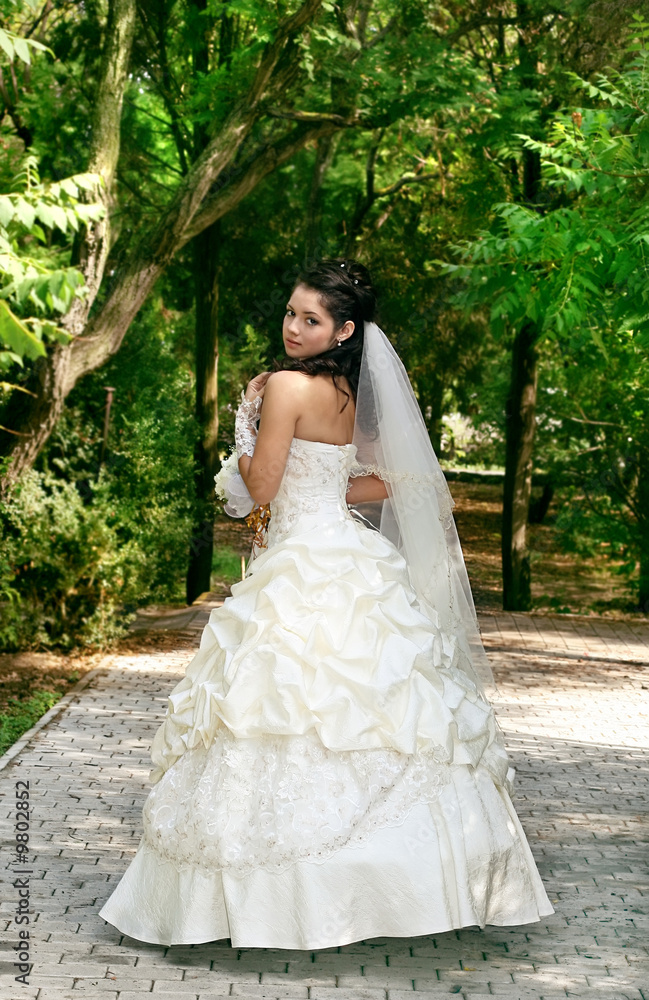 Portrait of the young beautiful bride on the nature Portrait of the young beautiful bride on the nature