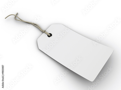 A blank white gift tag on white background - 3d render