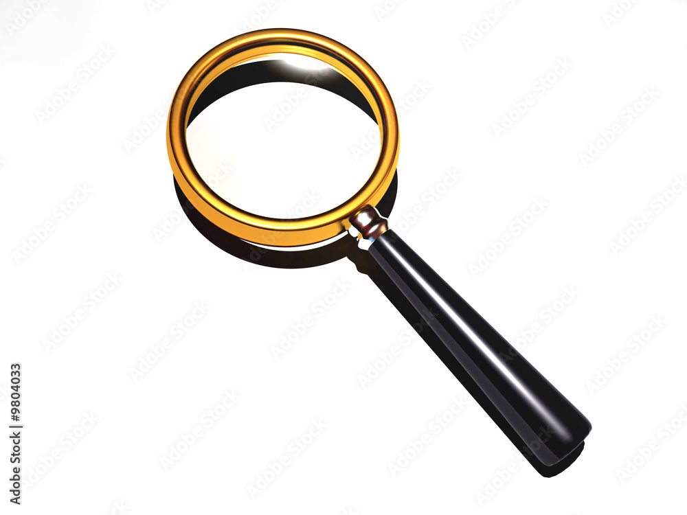 Conceptual magnifying glass on white - 3d render Conceptual magnifying glass on white - 3d render