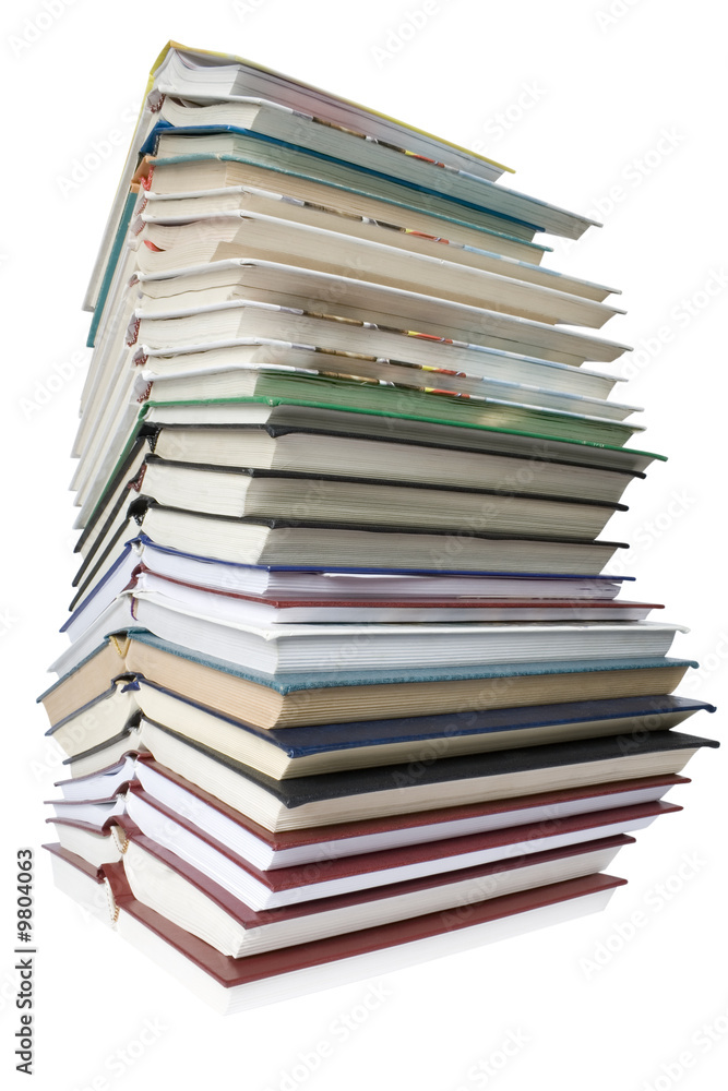 lot of books isolated on white background