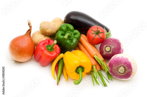 fresh vegetables on white background