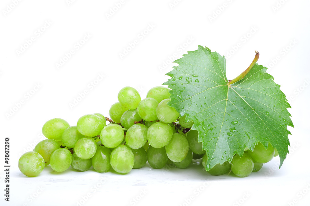 Cluster of grapes on white background - close up Cluster of grapes on white background - close up