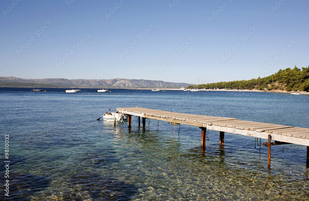 jetty in the mediterranean sea on the island of Brac, Croatia