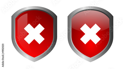 Glossy green shields - INCORRECT ICON - vector