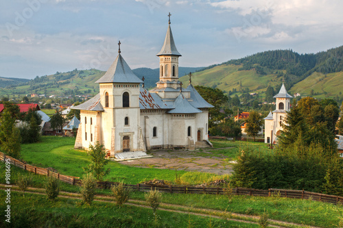 romanian moutain landscape and church,hdr image