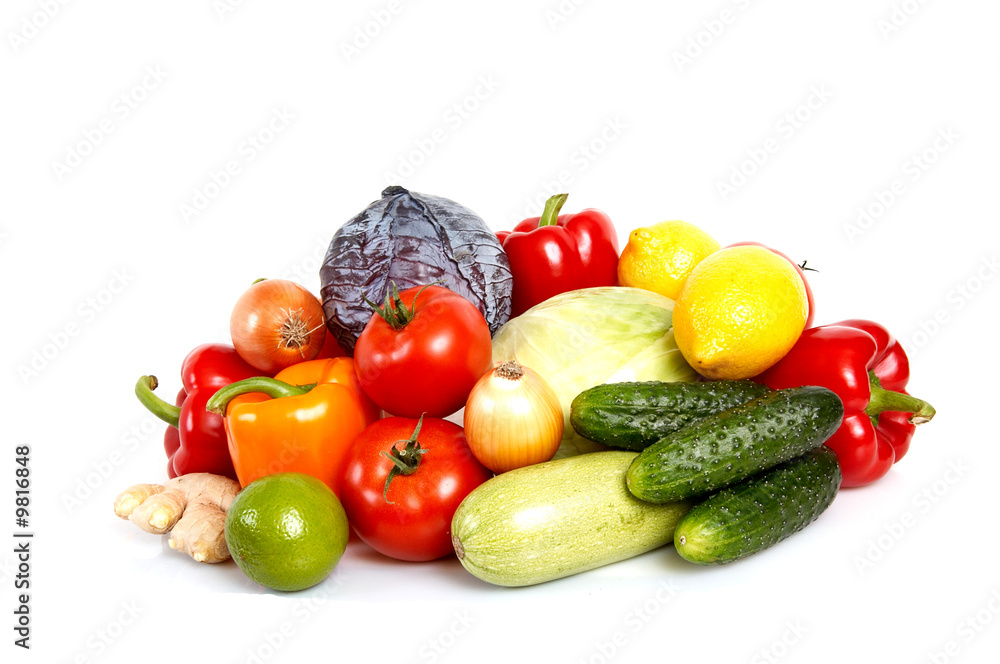 Fresh vegetables isolated on a white background. Fresh vegetables isolated on a white background.