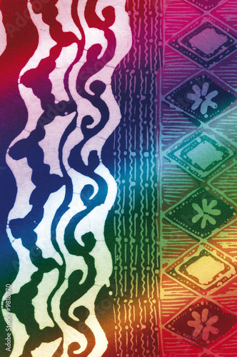 Colorful batik sarong with graphic design