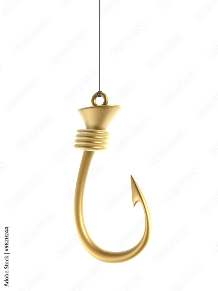 gold hook isolated on white background gold hook isolated on white background