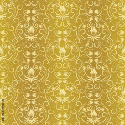 Seamless pattern from; beige flowers and leaves
