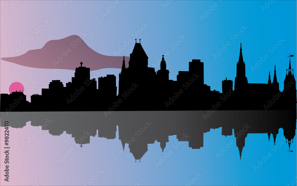 Illustration with dusk city