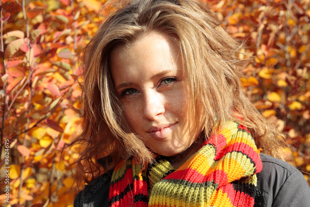 Young pretty woman in the autumn park. Young pretty woman in the autumn park.