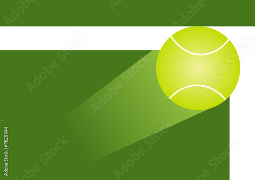 Tennis ball in motion hitting the corner of the court