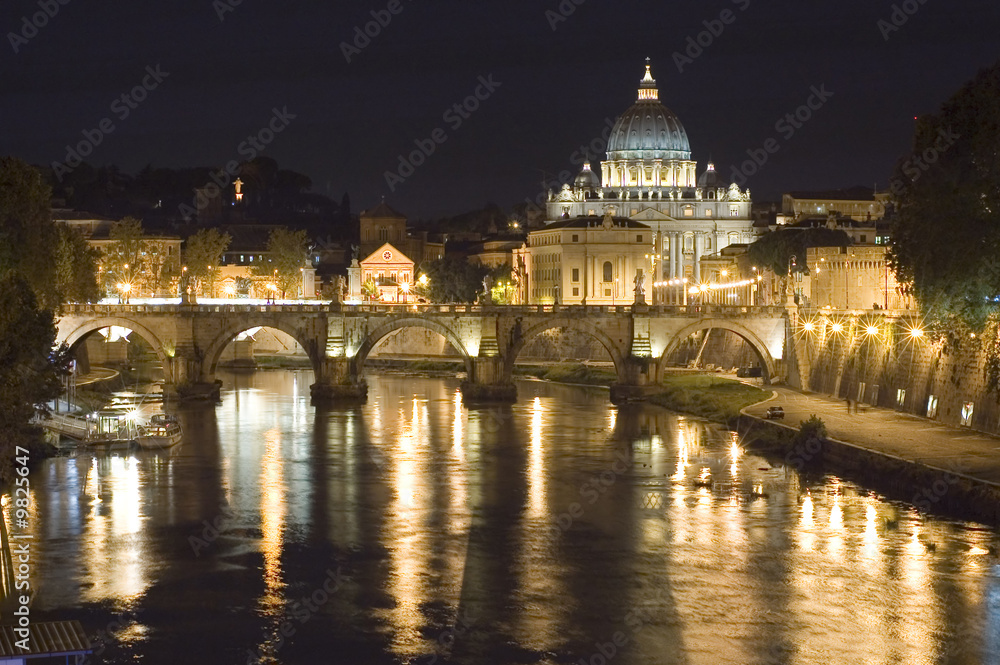 Italy Older cathedral of St. Peter and bridge