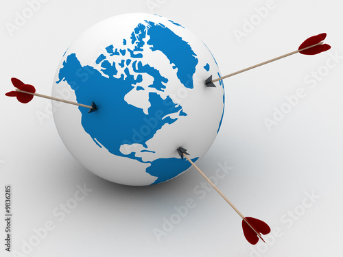 Globe and arrows. 3D image....