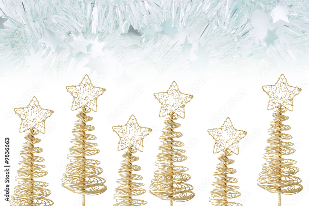 Christmas Trees and Tinsels on Seamless Background Christmas Trees and Tinsels on Seamless Background