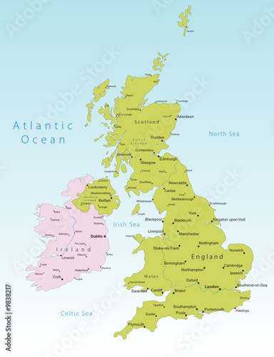 United Kingdom and Ireland vector map