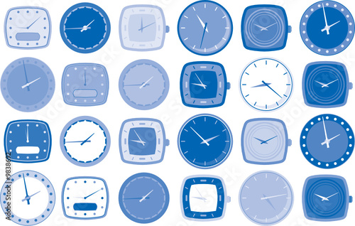 Various watch or clock face vector illustrations