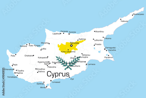 map of Cyprus country color...