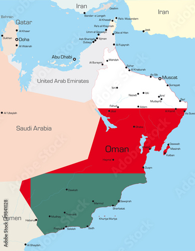 map of Oman country colored...