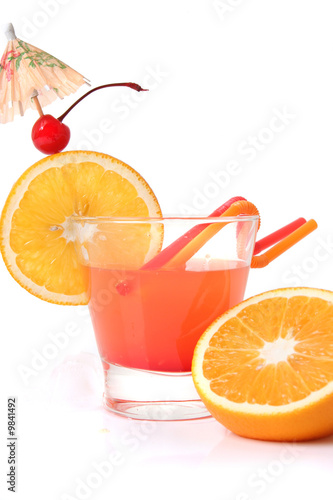 sweet orenge coctail with fruits