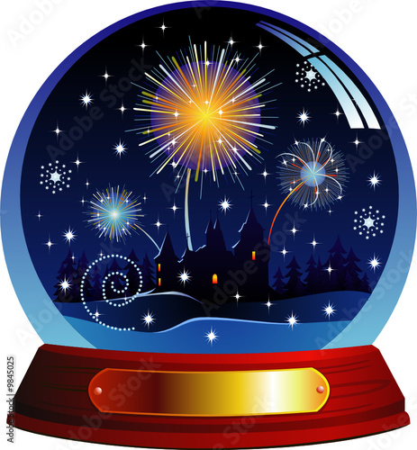 Vector snow globe with castle within