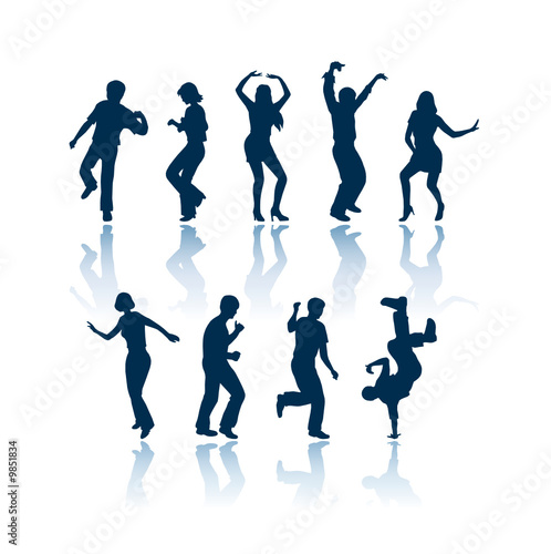 Dancing people vector silhouettes