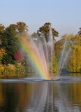 lake and fountain in autumn