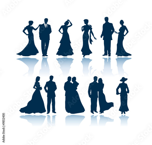 Evening vector silhouettes