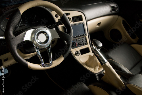 Tuned sport car. Luxury leather interior