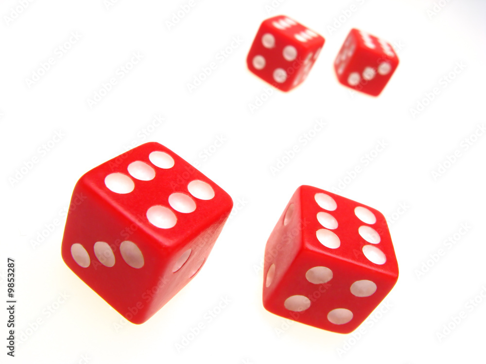 four playing roll the dice on white background four playing roll the dice on white background