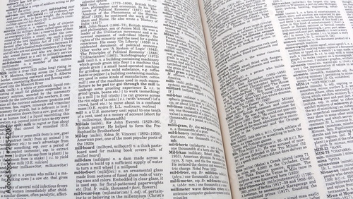Open pages of a dictionary
