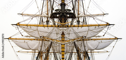 Obraz na plátně kogg masts with ropes and sails