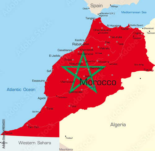 map of Morocco country colo...