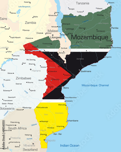 map of Mozambique country c...
