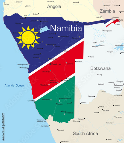 map of Namibia country colo...