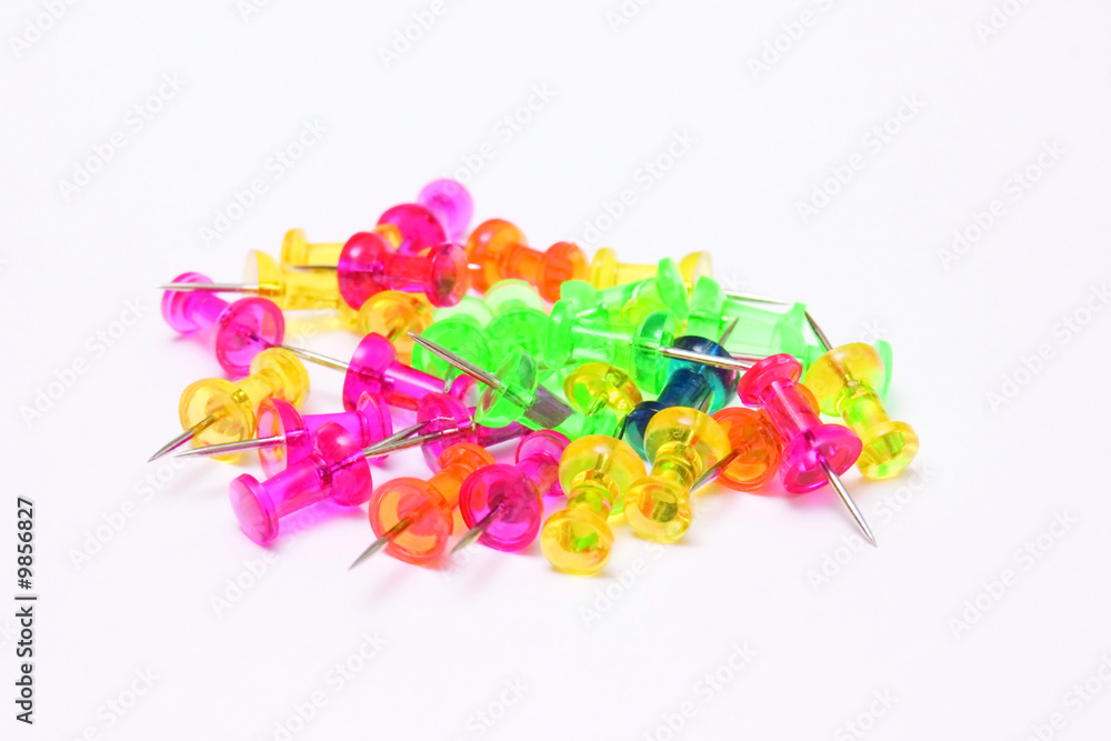 Multicoloured Pins, isolated on white Multicoloured Pins, isolated on white