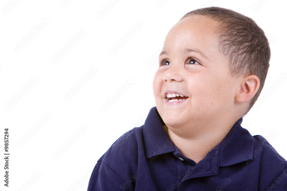 Happy latino boy portrait isolated against white background Happy latino boy portrait isolated against white background