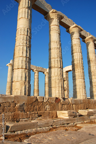 Columns from the temple of Poseidon at cape Sounio in Greece