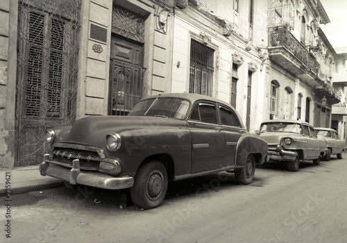 Old American cars in Havana Cuba © leksele