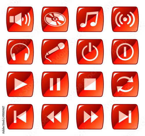 Web icons, buttons. Red series 5