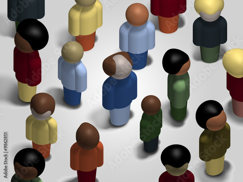 Multicultural, diverse crowd mingling.