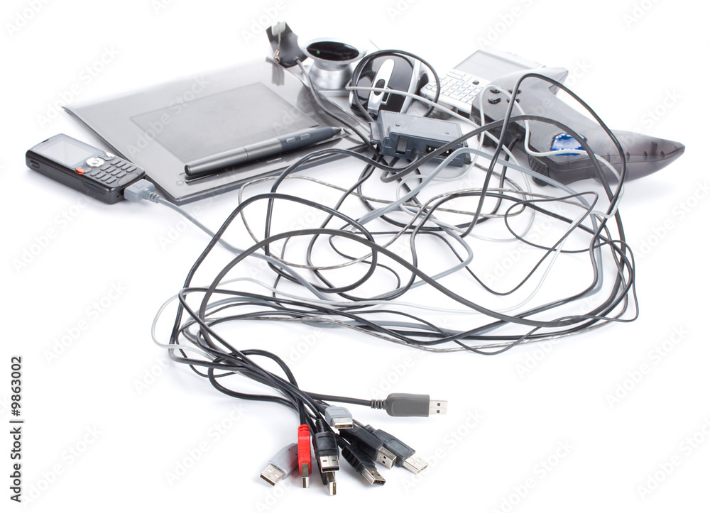 many usb devices, isolated on white many usb devices, isolated on white