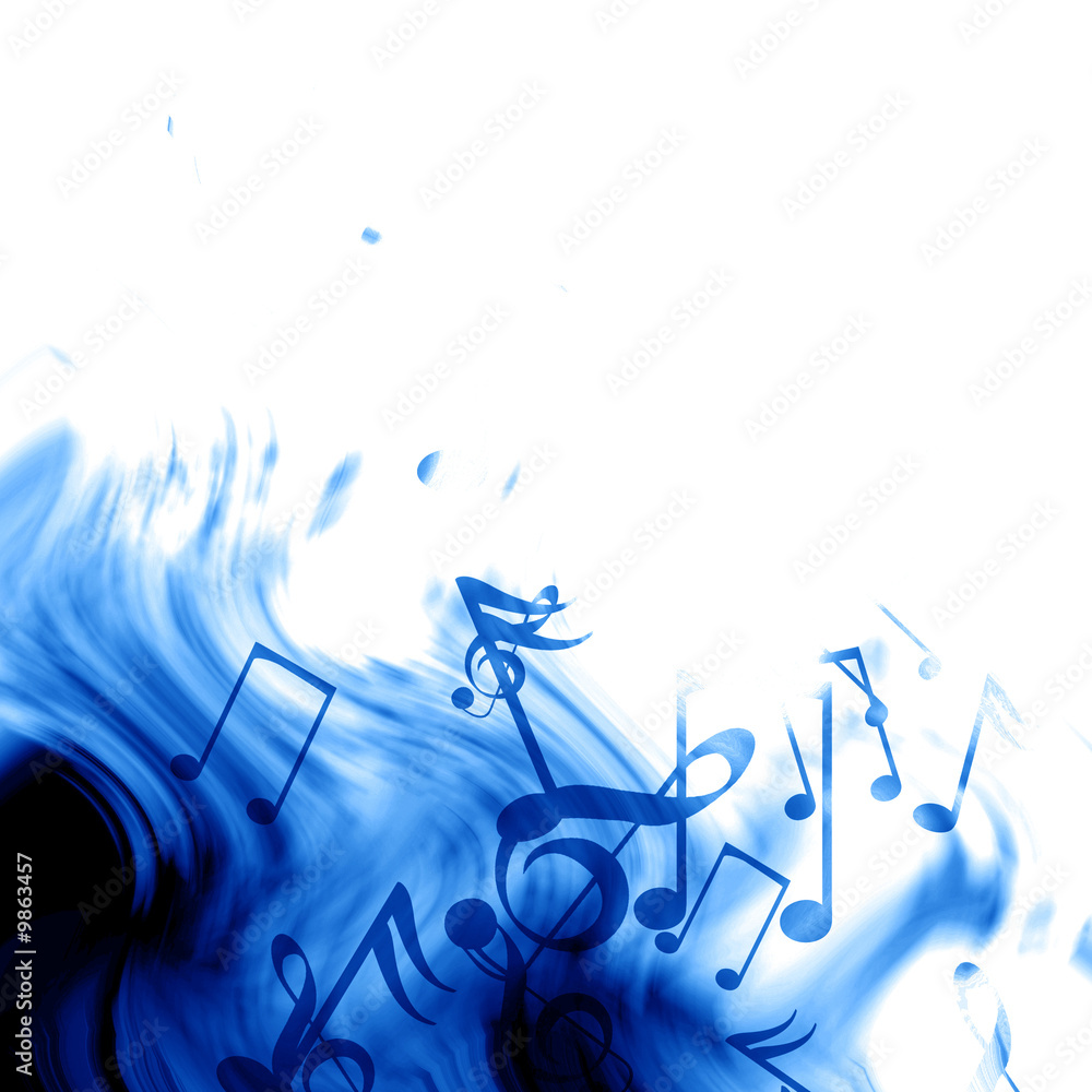 music notes on a soft blue background Stock Illustration | Adobe Stock