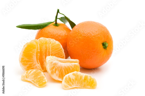 open tangerine on white background