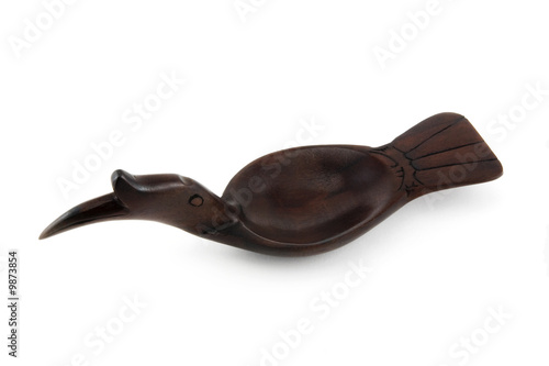 wooden typical malaysian bird dish on white background