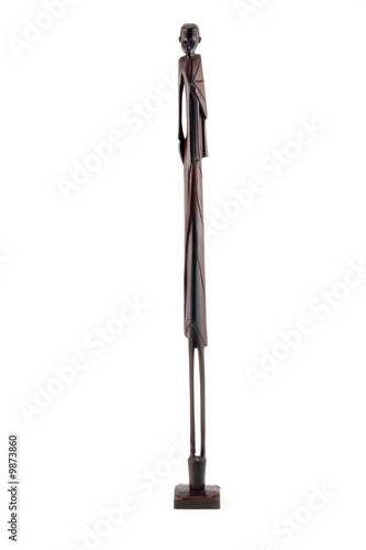 high wood handmade african statue cut out of white background